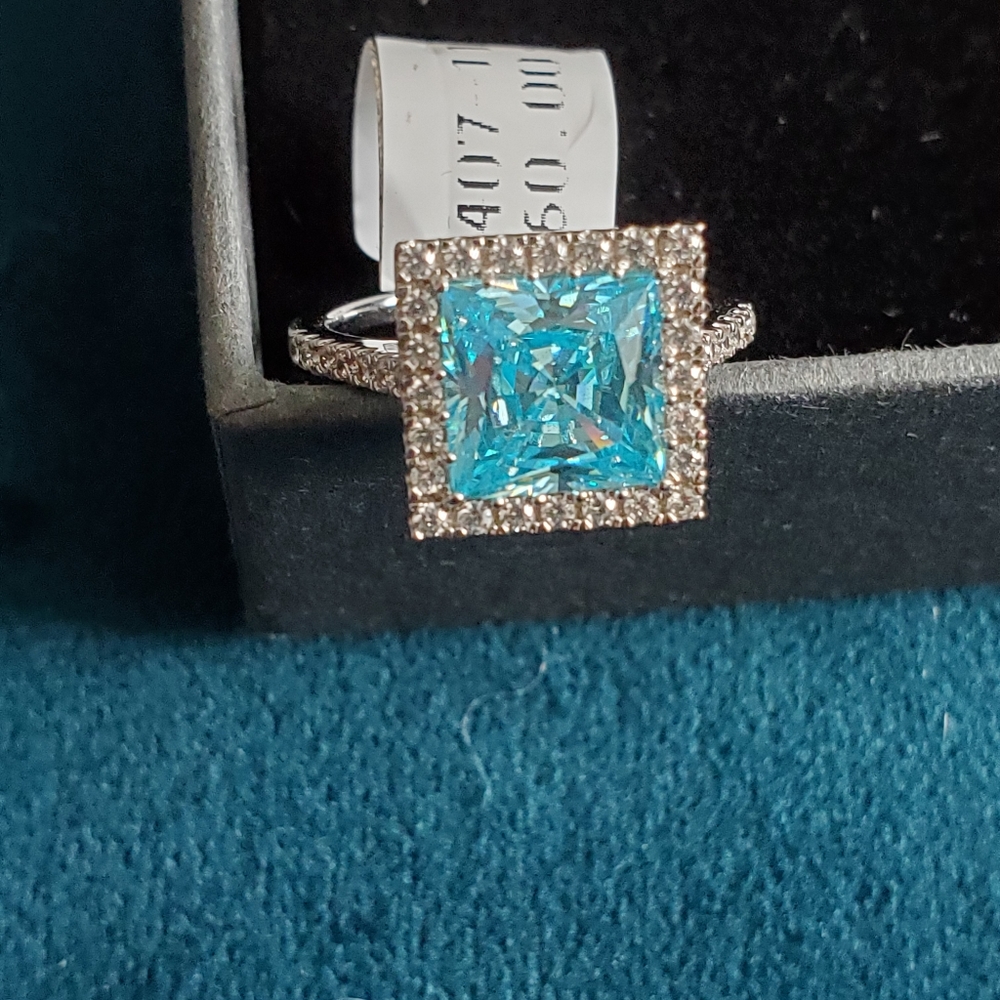 Blue Aquamarine Ring  Size 6